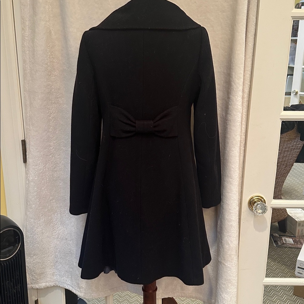 Preston & York Black Wool Heavy Button Front Coat Bow Detail in Back EUC - Picture 4 of 9